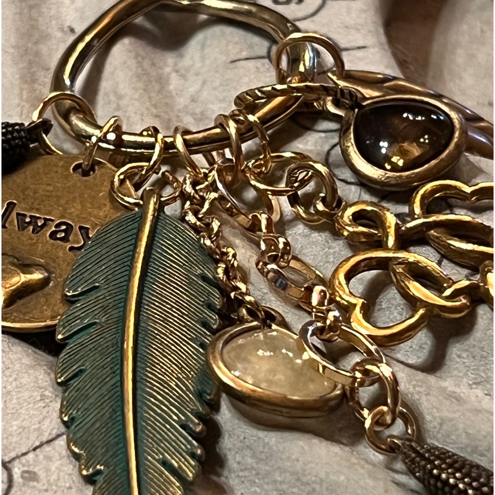 Telos Collection: Mixed metals pendant and charms on chain by Susan A Ray